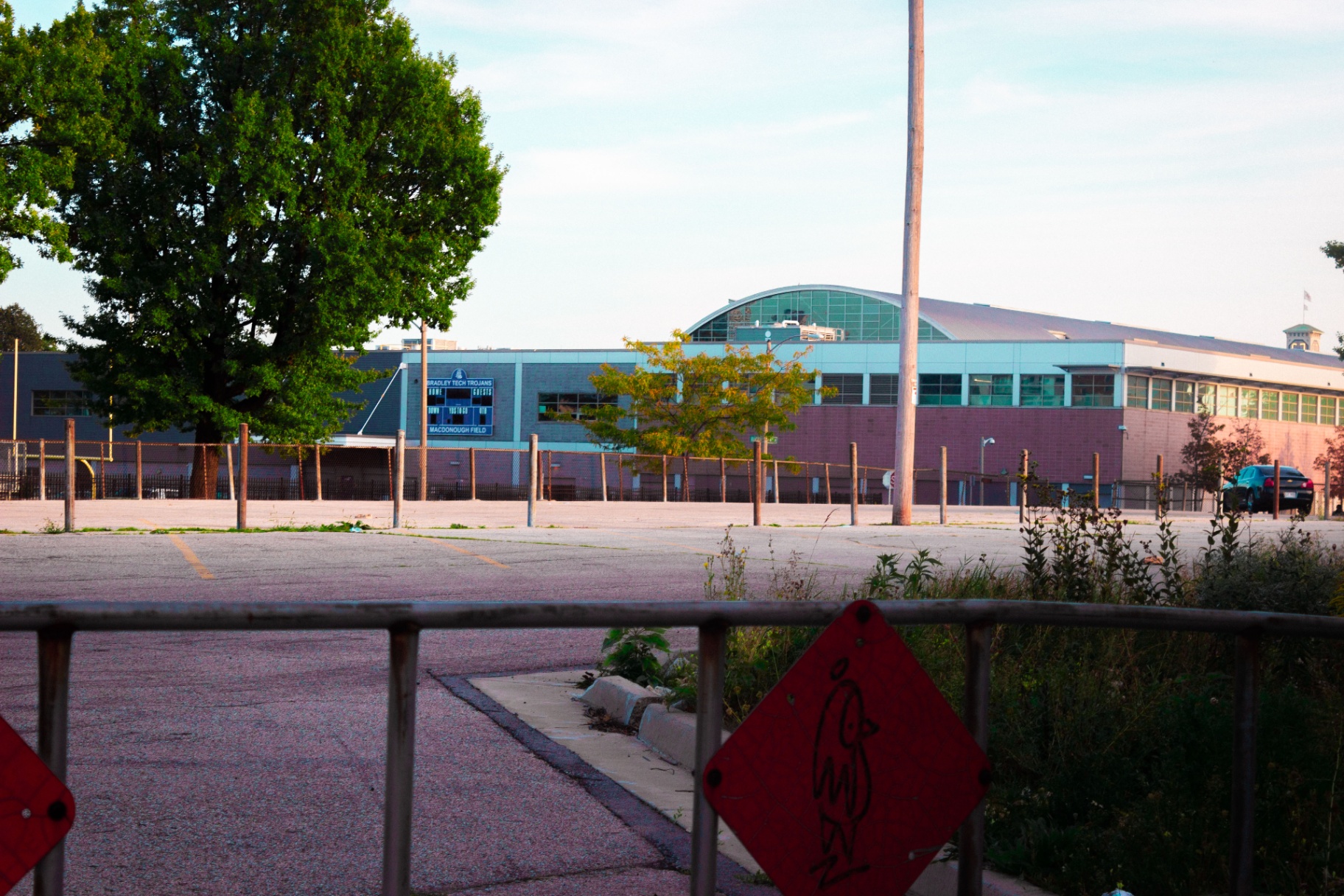 Bradley Tech Trojans MacDonough Field seen from an empty lot