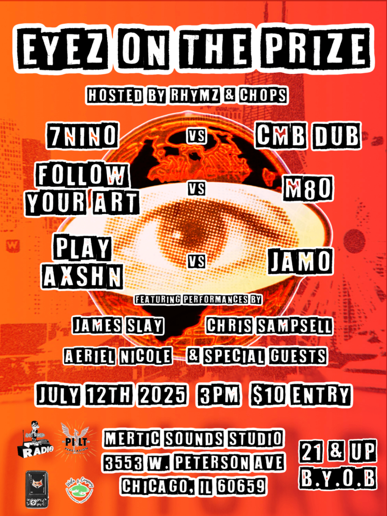 Eyez On The Prize Chicago battle flyer with lineup and venue