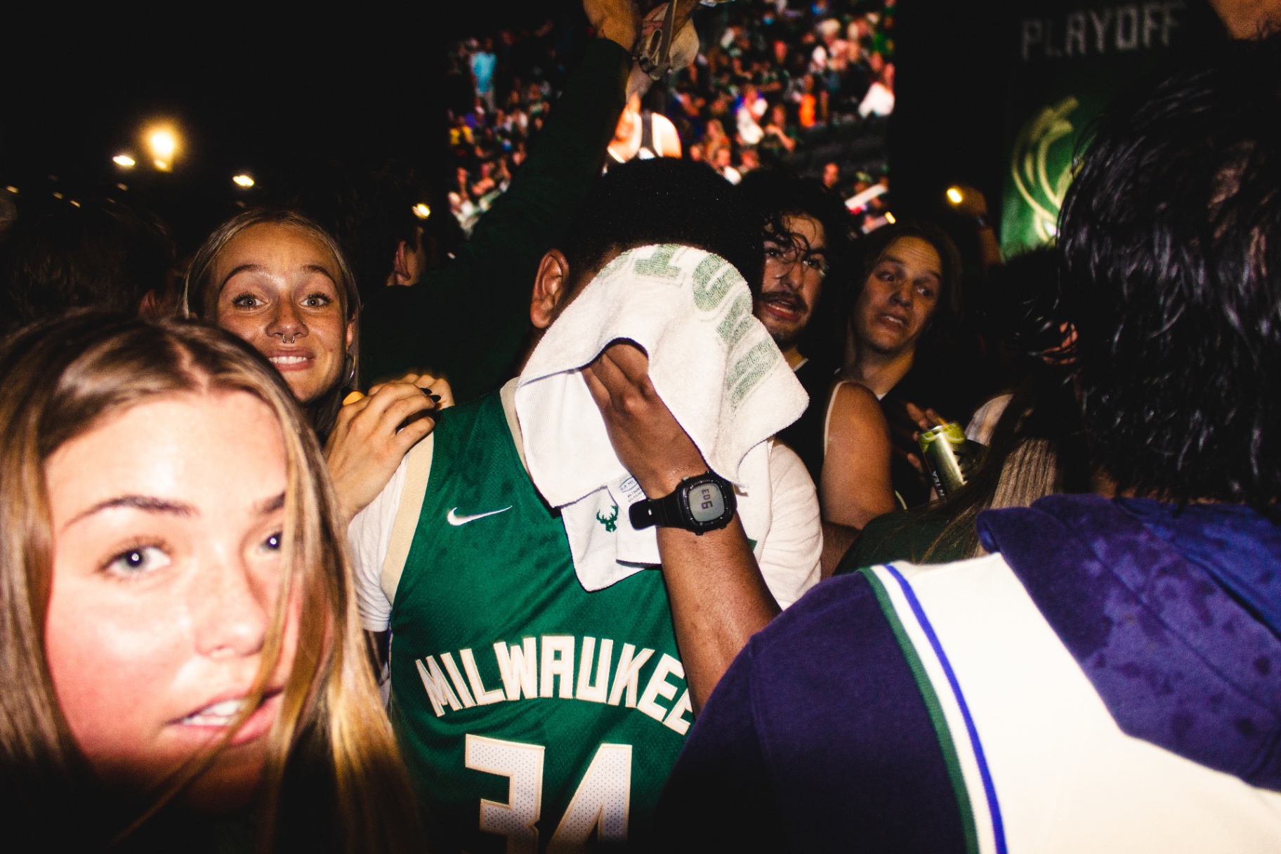 Fan in Milwaukee 34 jersey emotional after the game