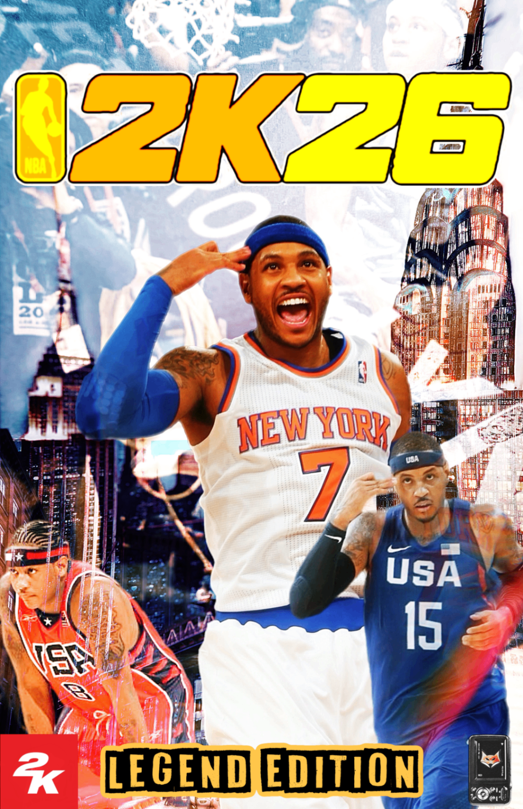 NBA 2K26 Legend Edition concept cover featuring Carmelo Anthony