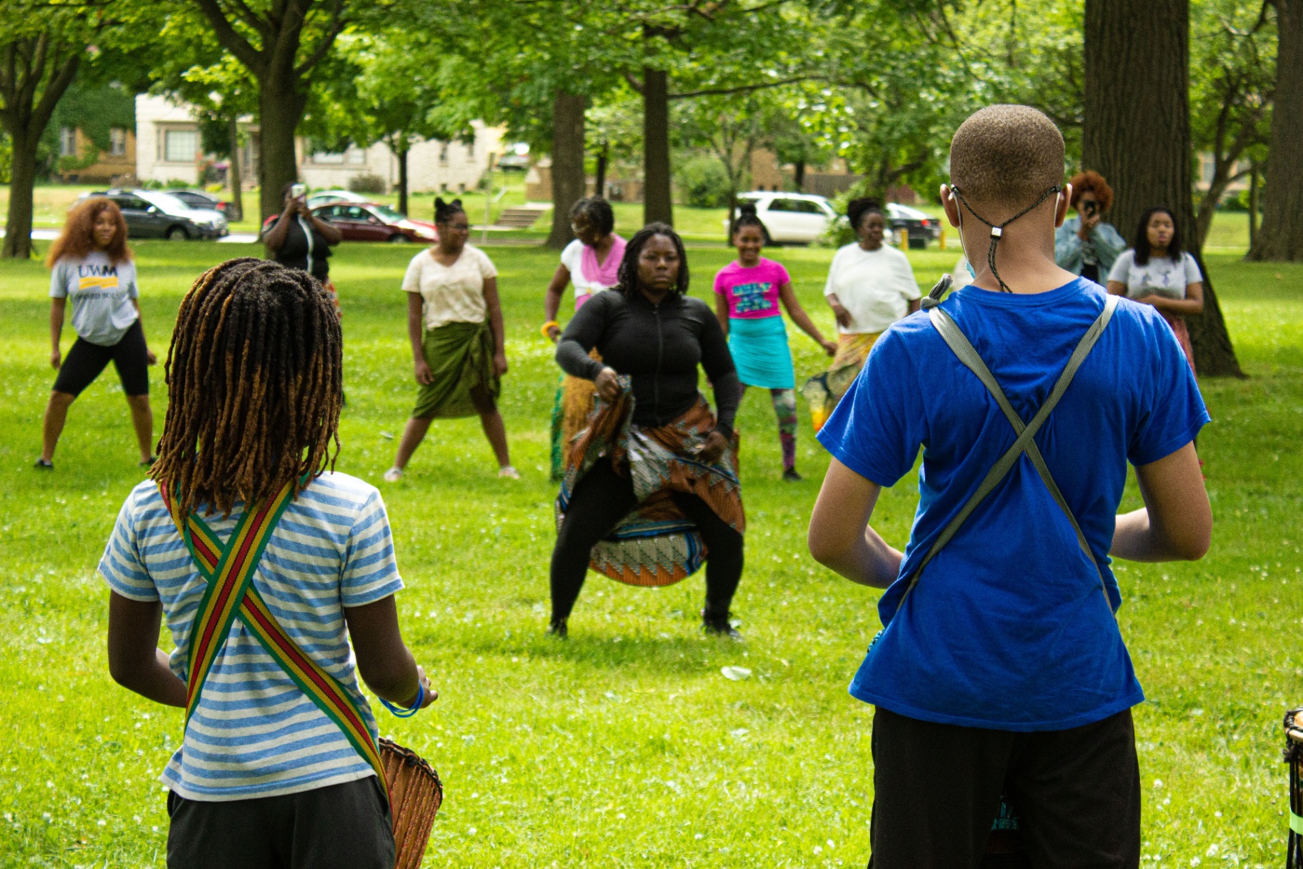 Drummers and dancers in a Milwaukee park